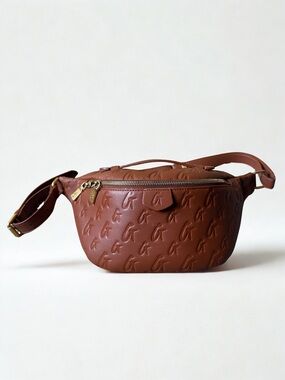 Brown Embossed Belt Bag / Crossbody Fanny Pack | Glam-A-Holic Monogram Style Bag